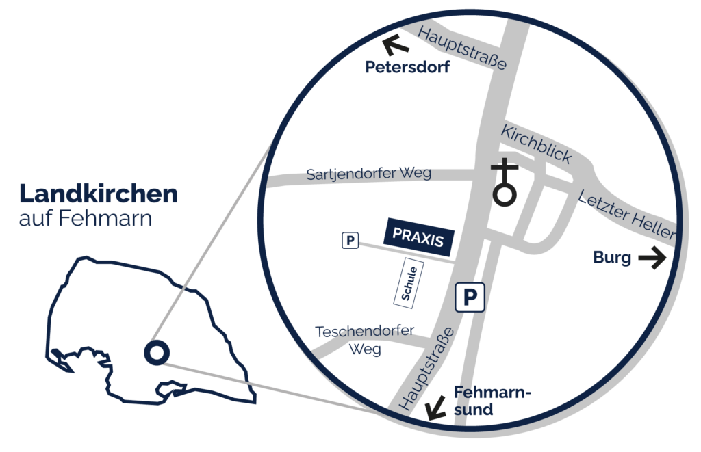 Anfahrt Arztpraxis Dr. med. Janine Marquardt in Landkirchen auf Fehmarn